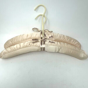 Vintage Nieman Marcus Cream Satin Padded Hangers 16in Set of 2